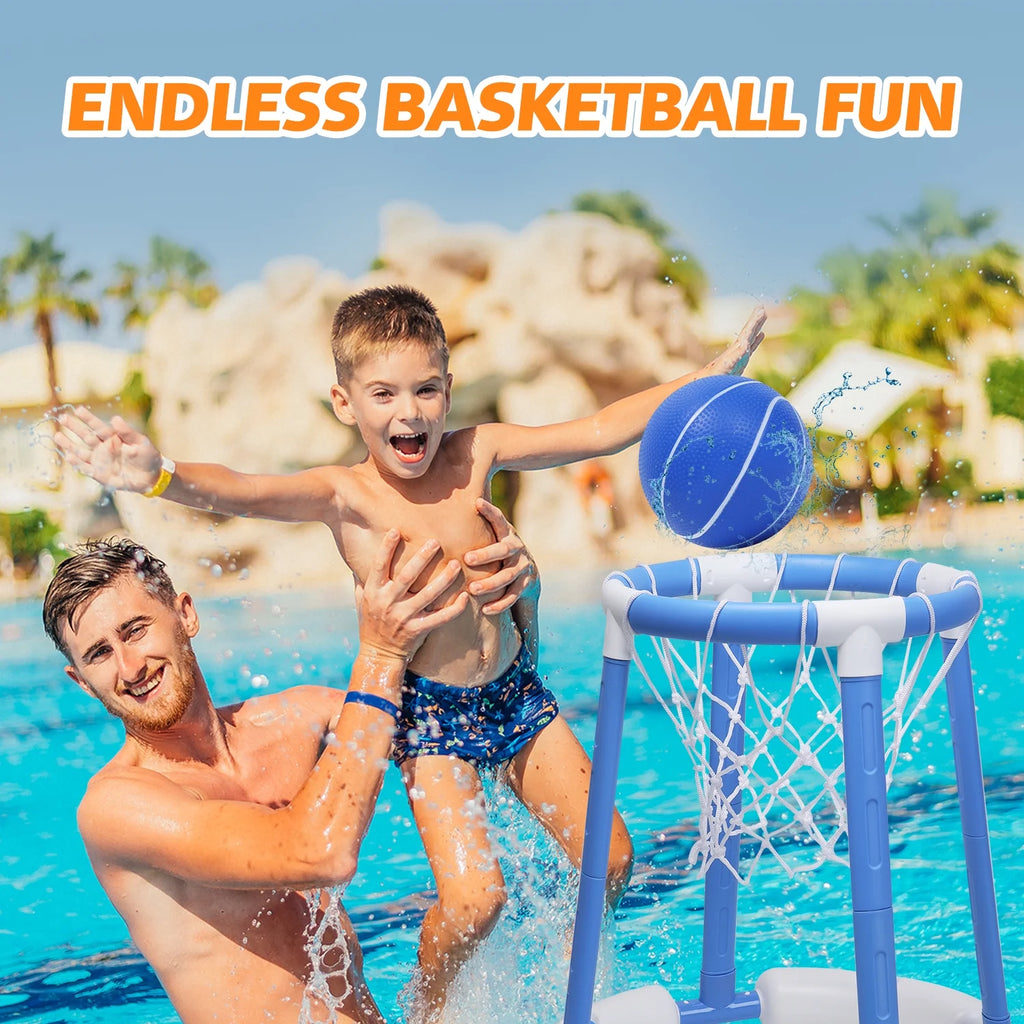 Pool Basketball Hoop for Kids, Floating Inflatable Toys with 3 Pool Balls and Pump, Swimming Pool Toy for Boys and Girls