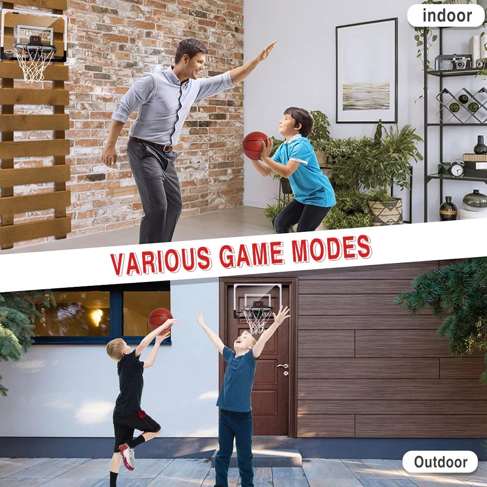 Indoor Kids Basketball Hoop,Mini Toddlers Wall Mounted Basketball Hoop with Electronic Scoreboard,Suit for Door/Pool/Outdoor