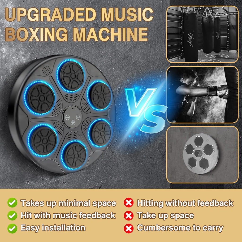 Music Boxing Machine, Smart Boxing Wall Mount Machine with Gloves, 9 Modes and 9 Speeds, Boxing Workout Equipment Target for Home, Office, Gym (Upgrade)
