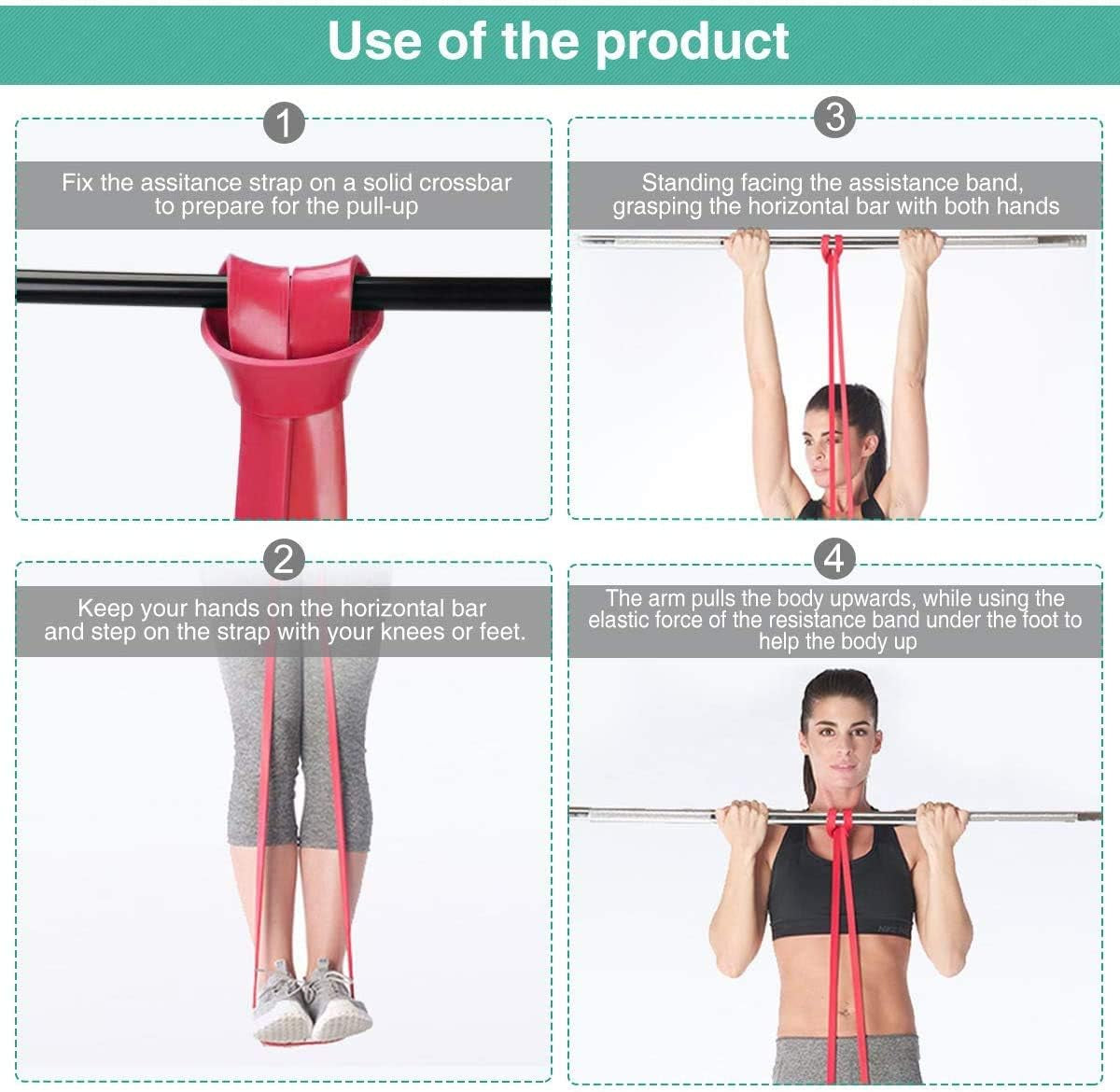 Pull up Resistance and Assist Bands, Workout Bands | Powerlifting Bands,Mobility Stretch Bands,Exercise Band for Body Fitness Training,Chin Ups, Stretch (Set of 6)