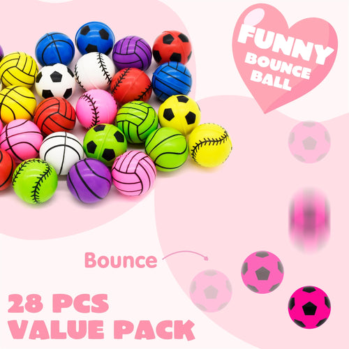 56 Pcs Valentines Day Cards Set for Kids (28 Bouncy Ball and 28 Cards),Prefilled Hearts with Sports Basketball Ball or Valentines Day Gifts for Kids Boys,Valentine Class Gifts Exchange Prizes