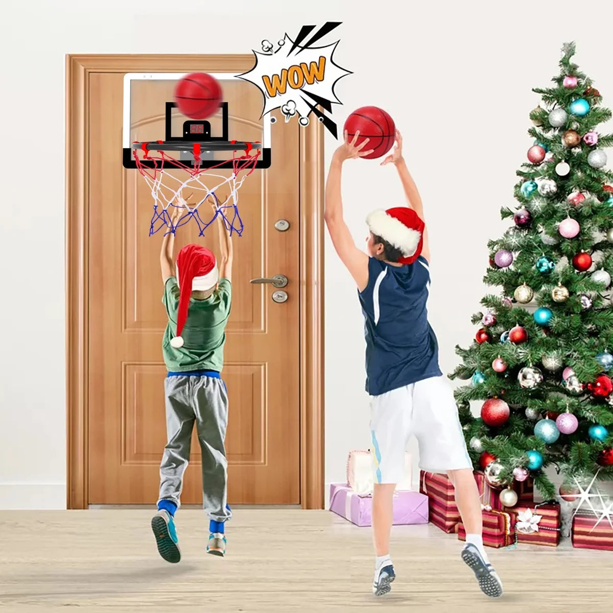 Indoor Kids Basketball Hoop,Mini Toddlers Wall Mounted Basketball Hoop with Electronic Scoreboard,Suit for Door/Pool/Outdoor