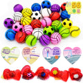 56 Pcs Valentines Day Cards Set for Kids (28 Bouncy Ball and 28 Cards),Prefilled Hearts with Sports Basketball Ball or Valentines Day Gifts for Kids Boys,Valentine Class Gifts Exchange Prizes