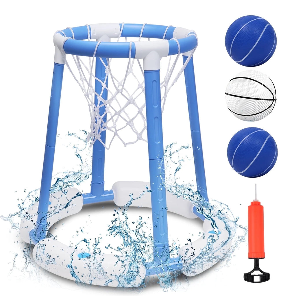 Pool Basketball Hoop for Kids, Floating Inflatable Toys with 3 Pool Balls and Pump, Swimming Pool Toy for Boys and Girls