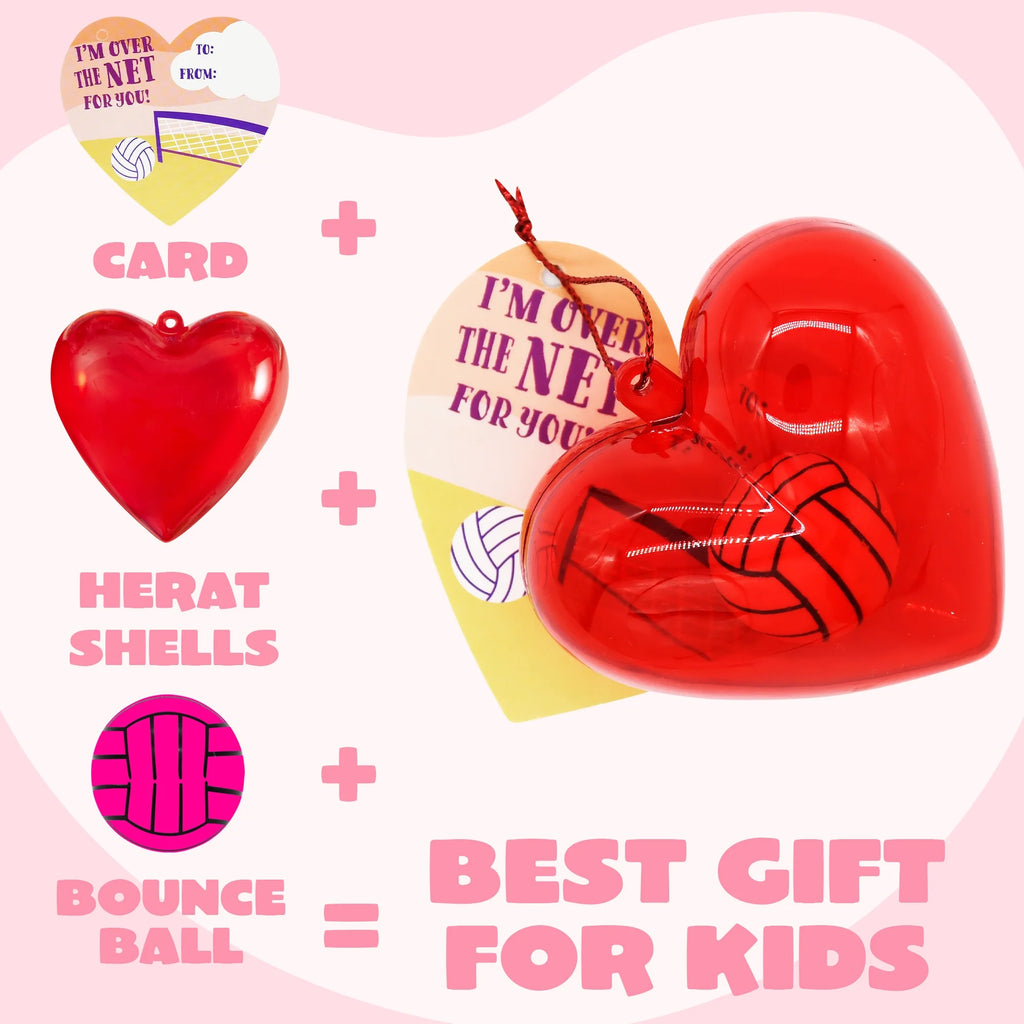 56 Pcs Valentines Day Cards Set for Kids (28 Bouncy Ball and 28 Cards),Prefilled Hearts with Sports Basketball Ball or Valentines Day Gifts for Kids Boys,Valentine Class Gifts Exchange Prizes