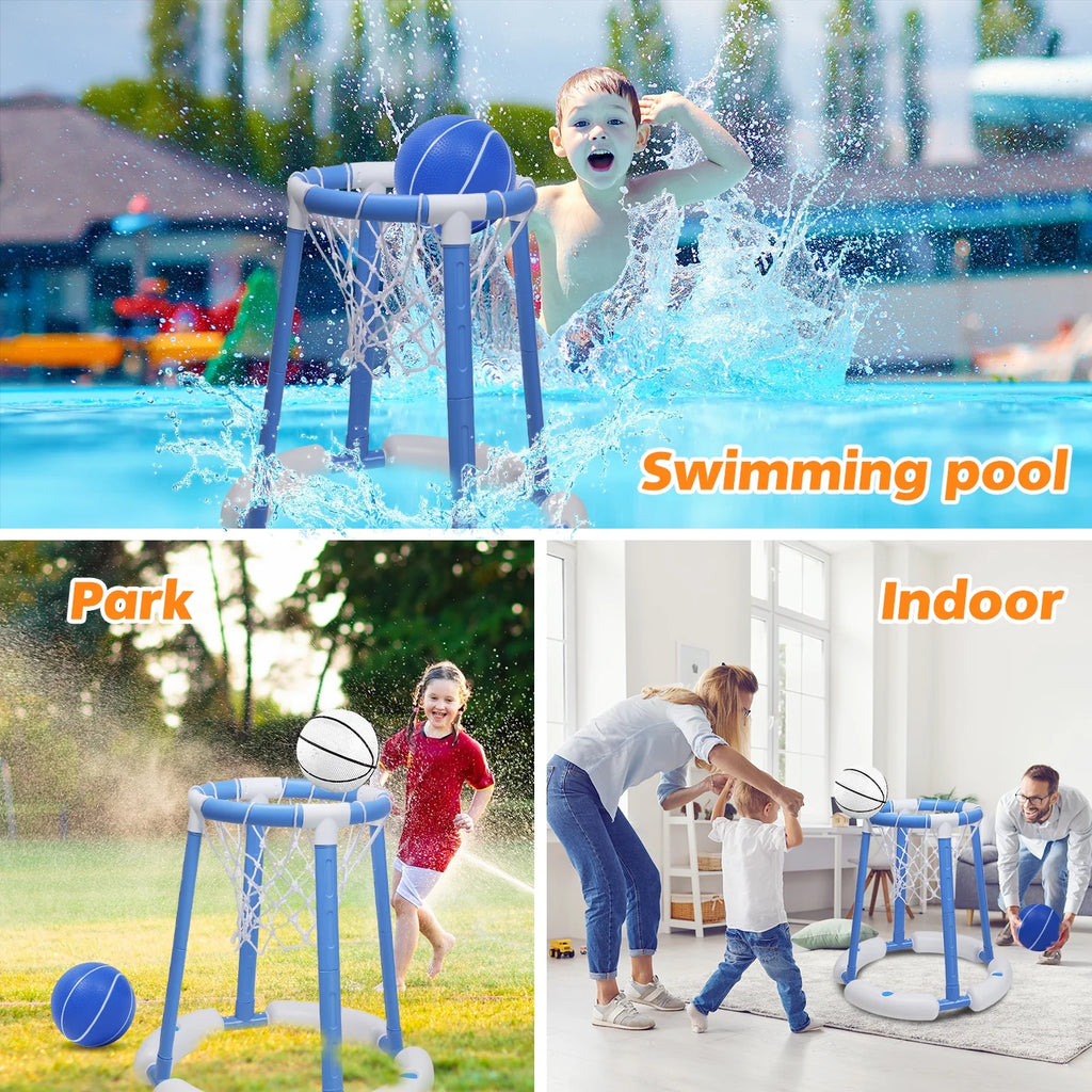 Pool Basketball Hoop for Kids, Floating Inflatable Toys with 3 Pool Balls and Pump, Swimming Pool Toy for Boys and Girls