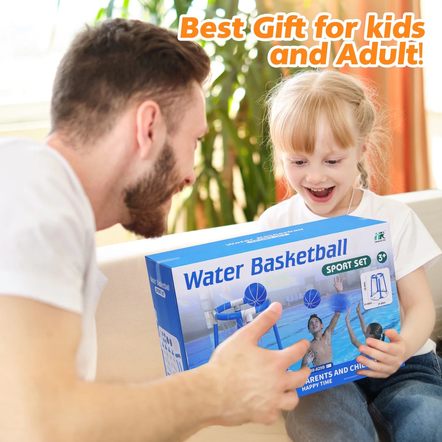 Pool Basketball Hoop for Kids, Floating Inflatable Toys with 3 Pool Balls and Pump, Swimming Pool Toy for Boys and Girls