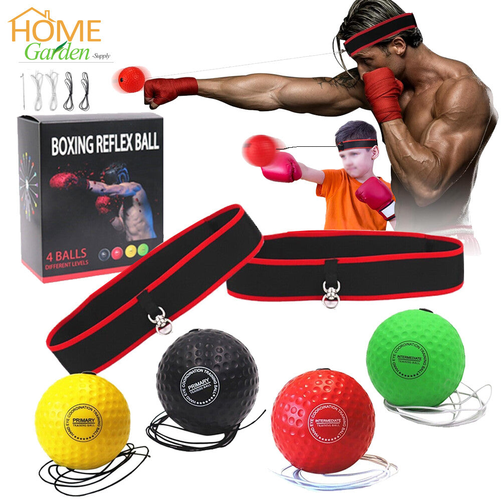 Boxing Reflex Ball Set - Includes 4 Different Balls and 2 Adjustable Headbands, Great for Reflex, Timing, Accuracy, Focus and Hand Eye Coordination Training for Boxing, MMA and Krav Mega